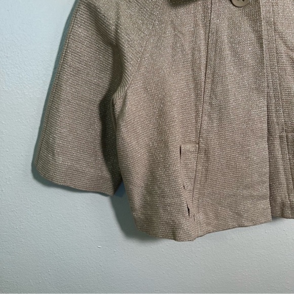 A.n.a. One Button Blazer Beige Silver Metallic M - Picture 4 of 8